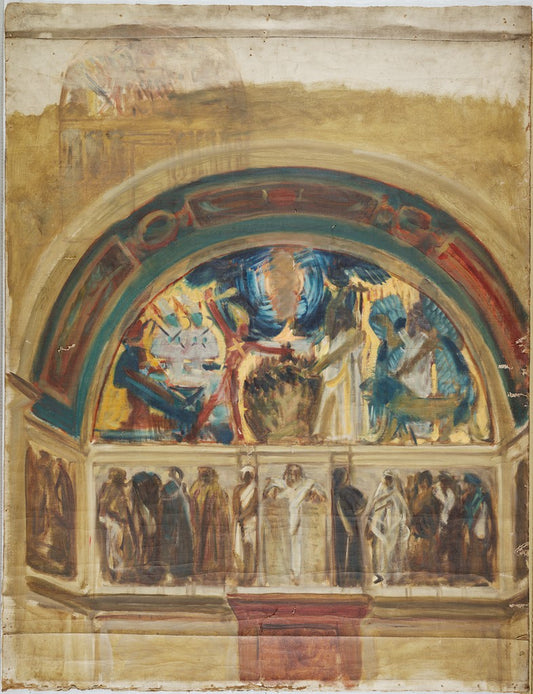 Reproduction du tableau « Étude pour le mur nord, salle des collections spéciales, bibliothèque publique de Boston - John Singer Sargent » par Alpha Reproduction en peinture à l’huile