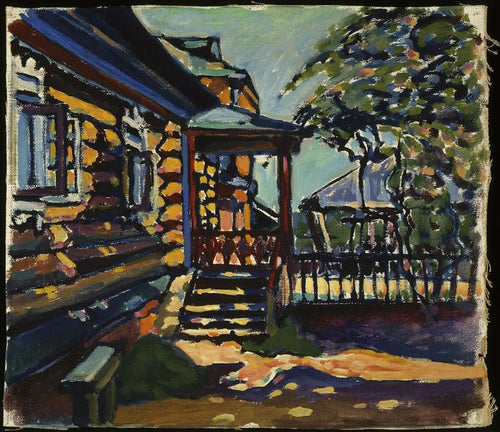 Reproduction du tableau « Akhtyrka, entrée principale de la datcha - Vassily Kandinsky » par Alpha Reproduction en peinture à l’huile