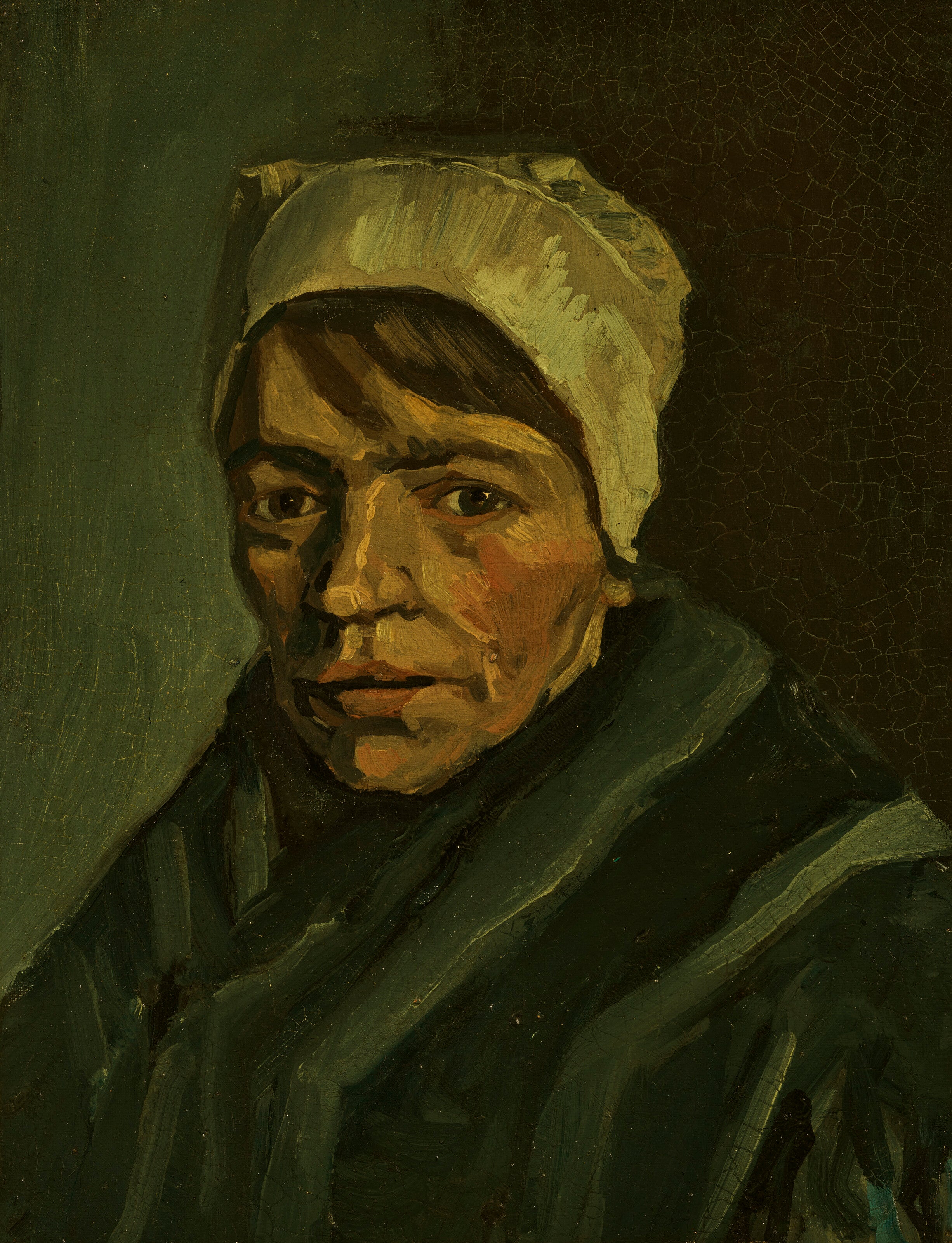 Reproduction du tableau « Tête de paysanne au bonnet blanc - Vincent van Gogh » par Alpha Reproduction en peinture à l’huile