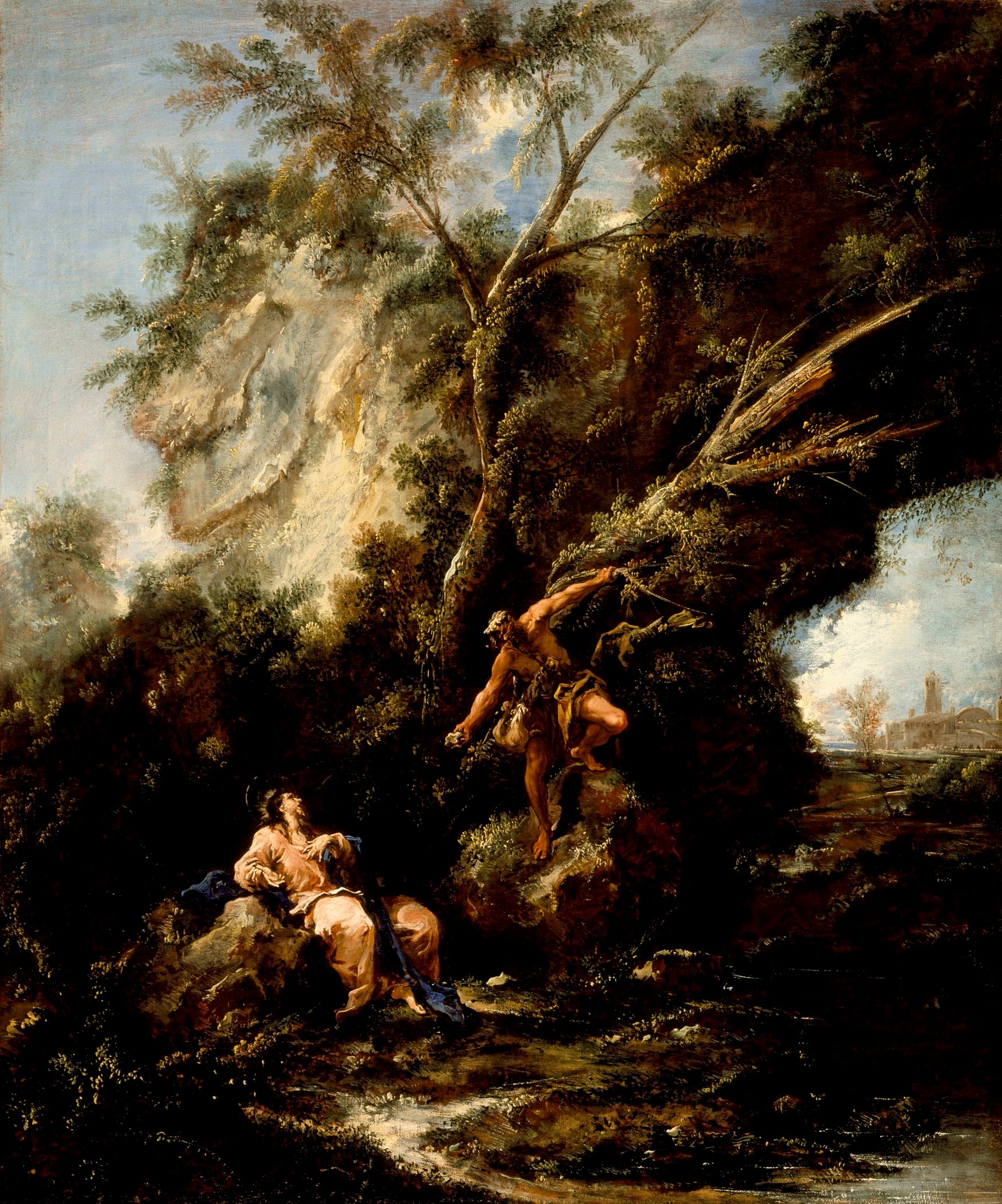 Paysage avec la tentation du Christ - Alessandro Magnasco image 1 reproduction de peinture à l’huile