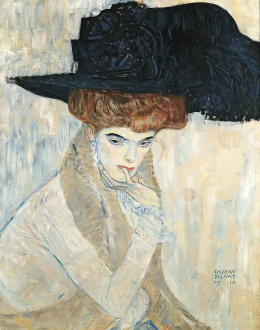 🎩✨ 黒い羽根の帽子 – グスタフ・クリムト (1910)