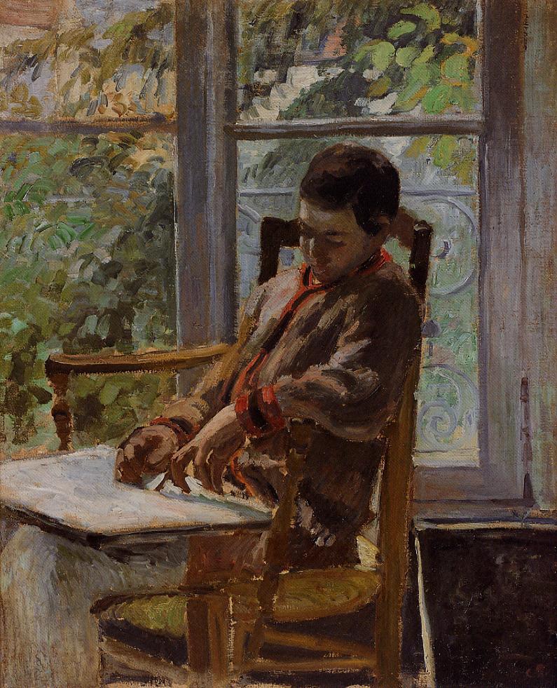 Reproduction du tableau « Lucien Pissarro dans un intérieur - Camille Pissarro » par Alpha Reproduction en peinture à l’huile