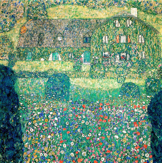 🏡🌼 アッター湖の田舎の家 – グスタフ・クリムト（1914年頃–1915年頃）