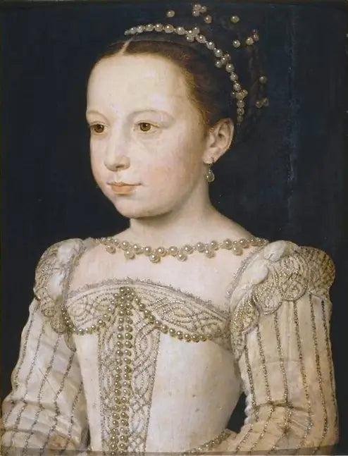 フランスのマルグリット（1553年-1615年）、ナバラの未来の女王 - フランソワ・クルーエ

Source:
Marguerite de France (1553-1615), future reine de Navarre - François Clouet