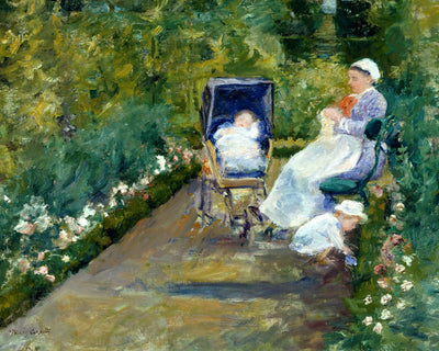 Reproduction du tableau « Enfants dans un jardin (La nourrice) - Mary Cassatt » par Alpha Reproduction en peinture à l’huile