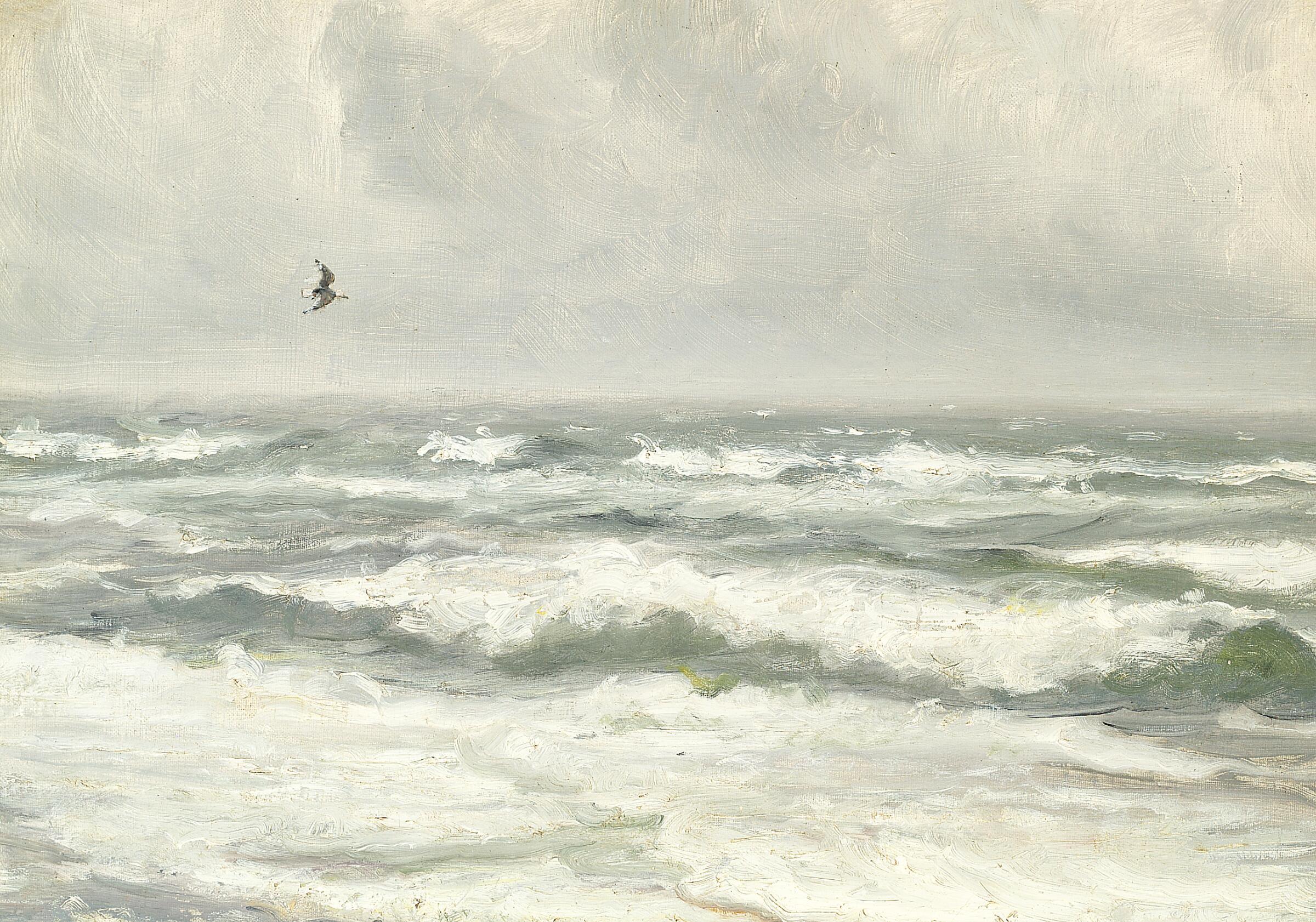 Briser les vagues par une journée grise. - Michael Peter Ancher - Alpha Reproduction