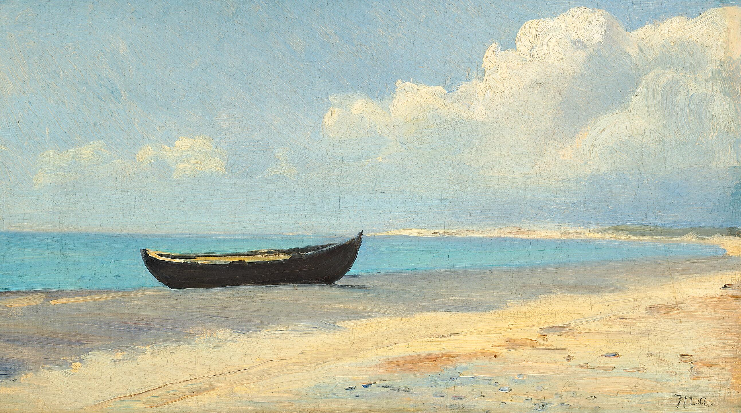 Une barque à rames sur la plage à Skagen. - Michael Peter Ancher - Alpha Reproduction