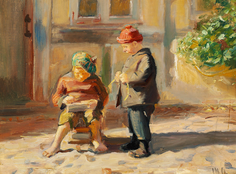 Des petits garçons qui jouent. - Michael Peter Ancher