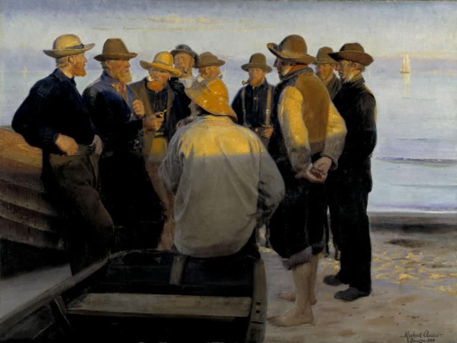 Pêcheurs au bord de la mer par une soirée d’été - Michael Peter Ancher - Alpha Reproduction