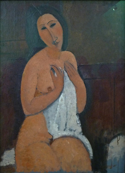 Reproduction du tableau « Nu assis à la chemise - Amedeo Modigliani » par Alpha Reproduction en peinture à l’huile
