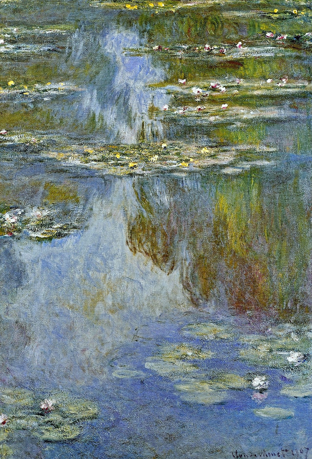 🌸 睡蓮 – 青と黄色の反射 (1907)