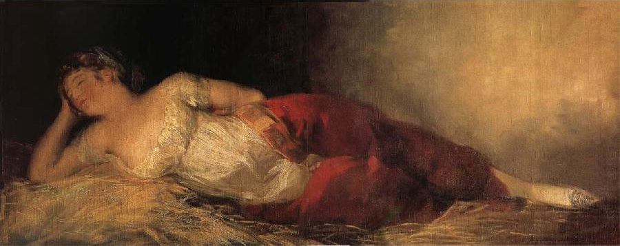 Reproduction du tableau « Femme endormie - Francisco de Goya » par Alpha Reproduction en peinture à l’huile
