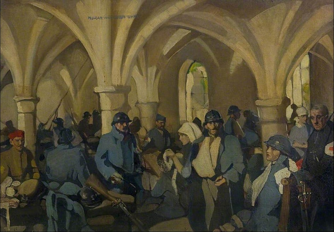 Hôpital auxiliaire d’armée 301, abbaye de Royaumont, Norah Neilson Gray, 1918, peinture à l’huile