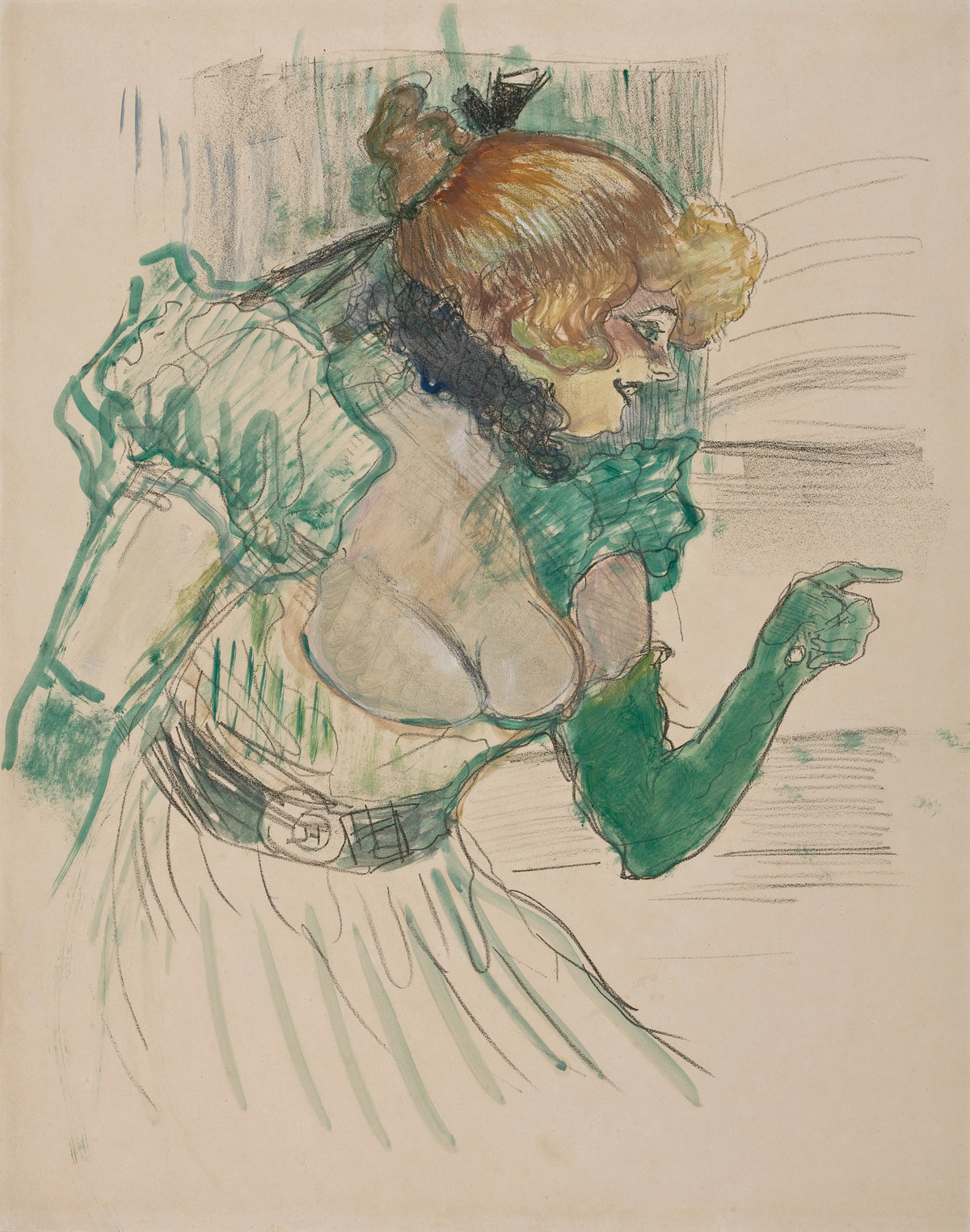 Reproduction du tableau « Artista com luvas verdes - a cantora Dolly do Café Star de Le Havre - Henri de Toulouse-Lautrec » par Alpha Reproduction en peinture à l’huile