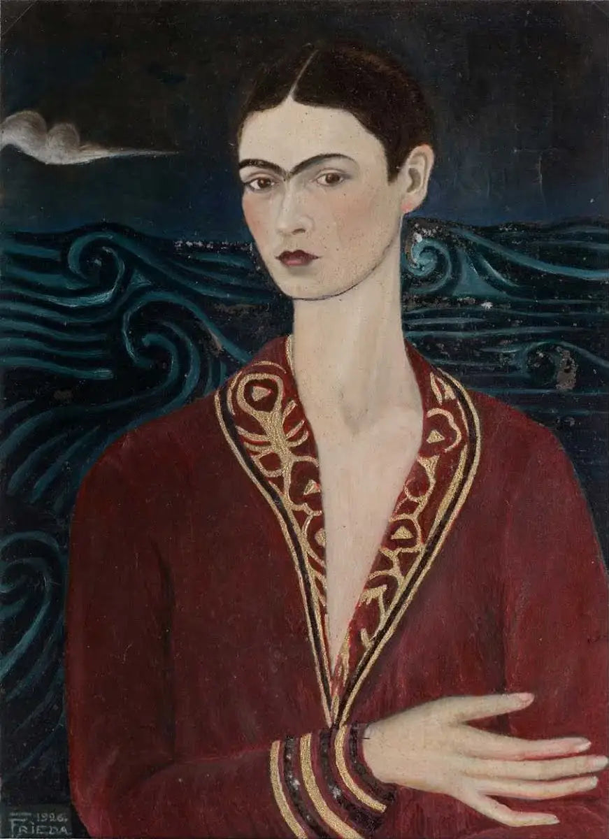 Reproduction du tableau « Autoportrait à la robe de velours - Frida Kahlo » par Alpha Reproduction en peinture à l’huile