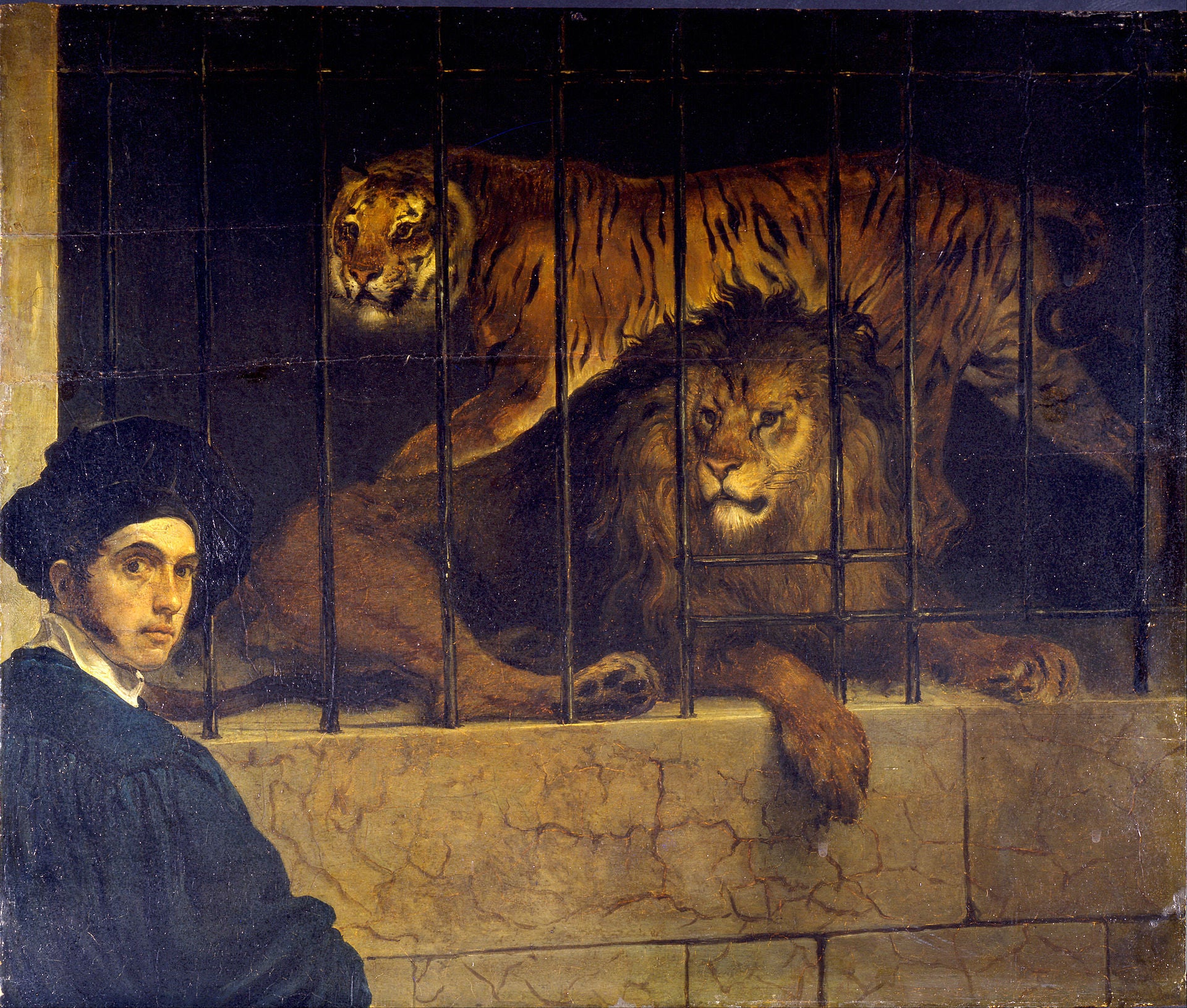 Autoportrait avec un tigre et un lion - Francesco Hayez