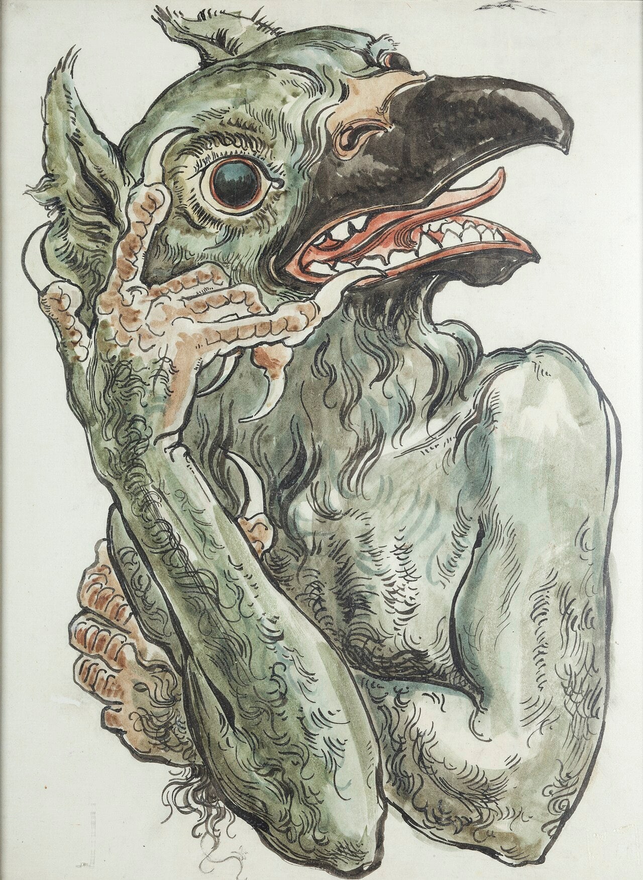 Carte du polichromii Kościoła Mariackiego - Diabeł z głową ptaka - Jan Matejko