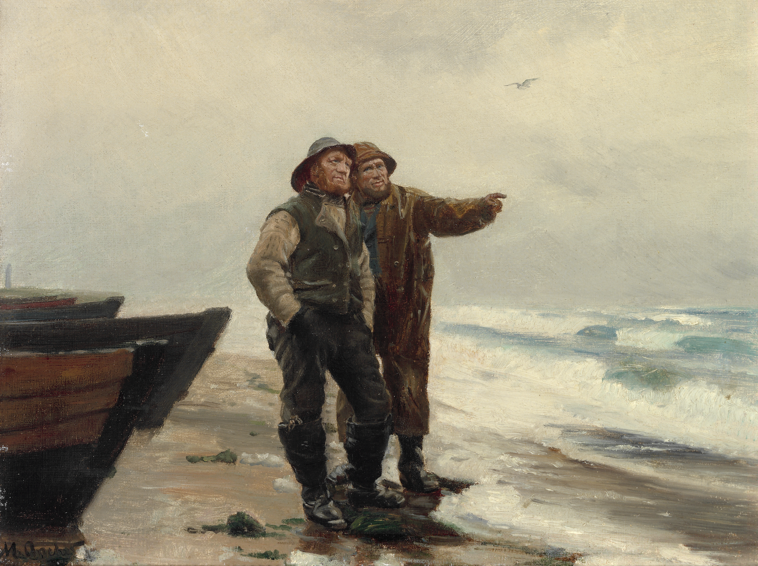 Deux pêcheurs Ole Svendsen et Anthon Fedder Henriksen. - Michael Peter Ancher - Alpha Reproduction