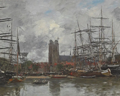 Reproduction du tableau « Dordrecht - Vue du port - Eugène Boudin » par Alpha Reproduction en peinture à l’huile