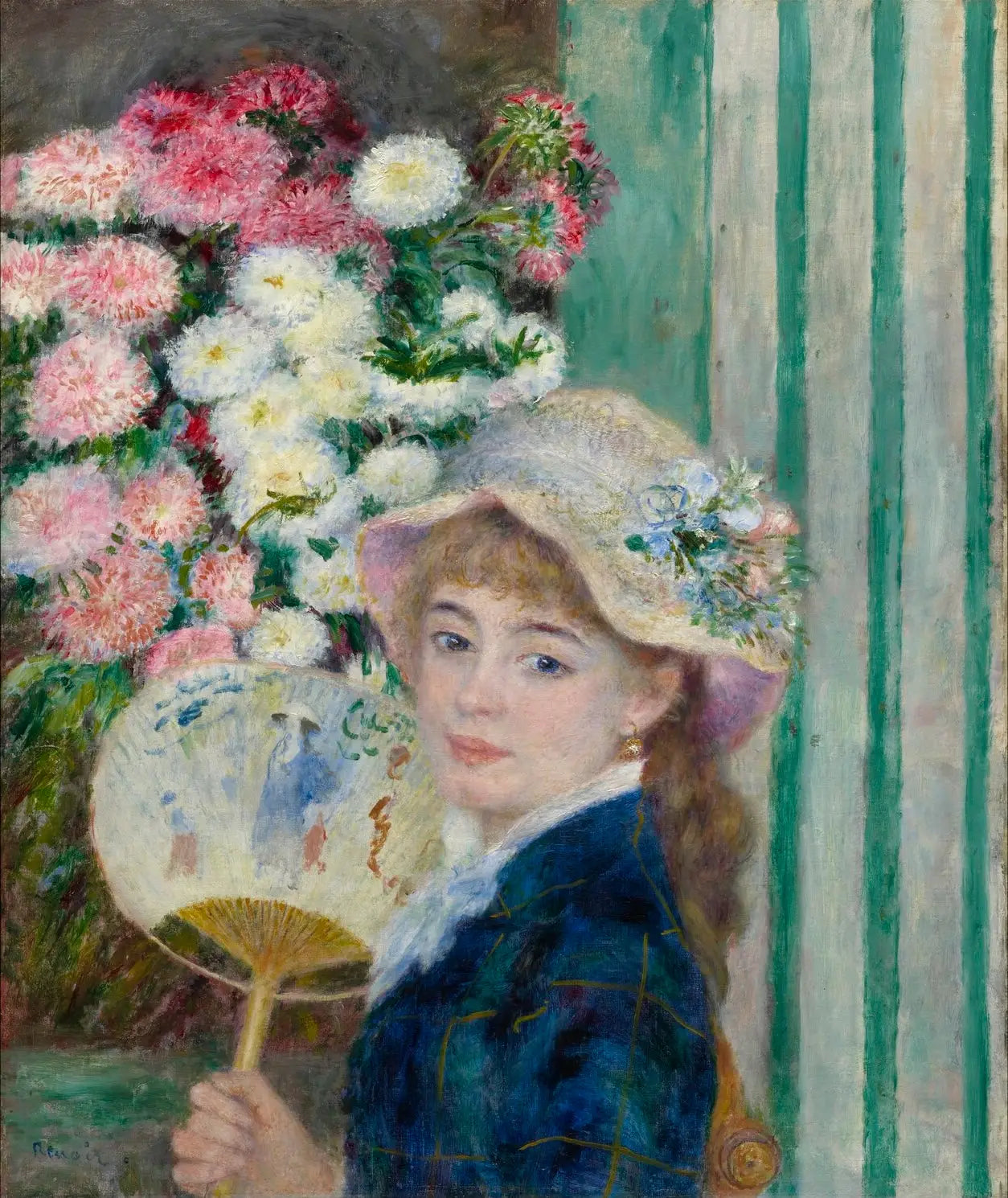 Reproduction du tableau « Femme à l'éventail - Pierre-Auguste Renoir » par Alpha Reproduction en peinture à l’huile