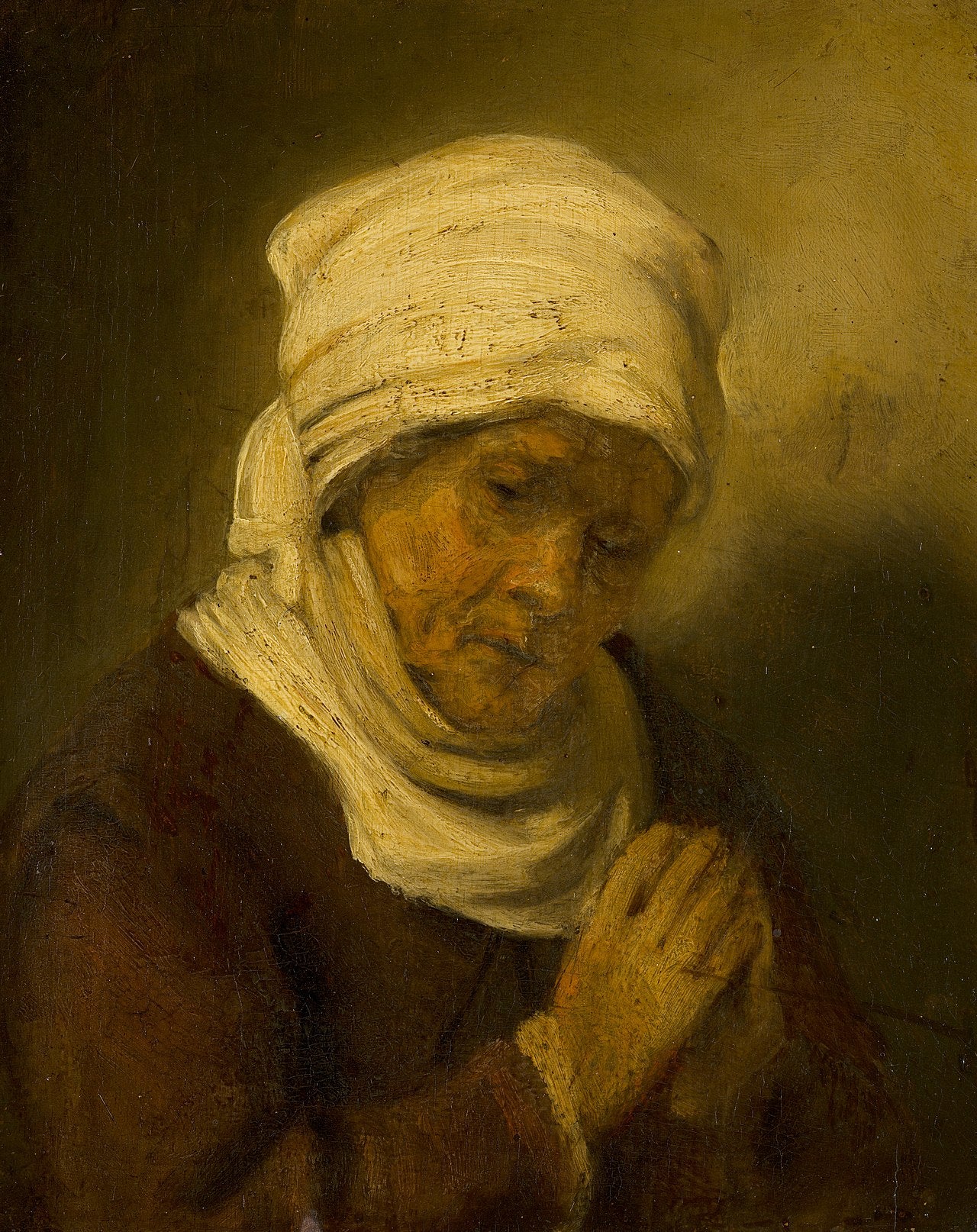 Reproduction du tableau « Femme en prière - Rembrandt » par Alpha Reproduction en peinture à l’huile