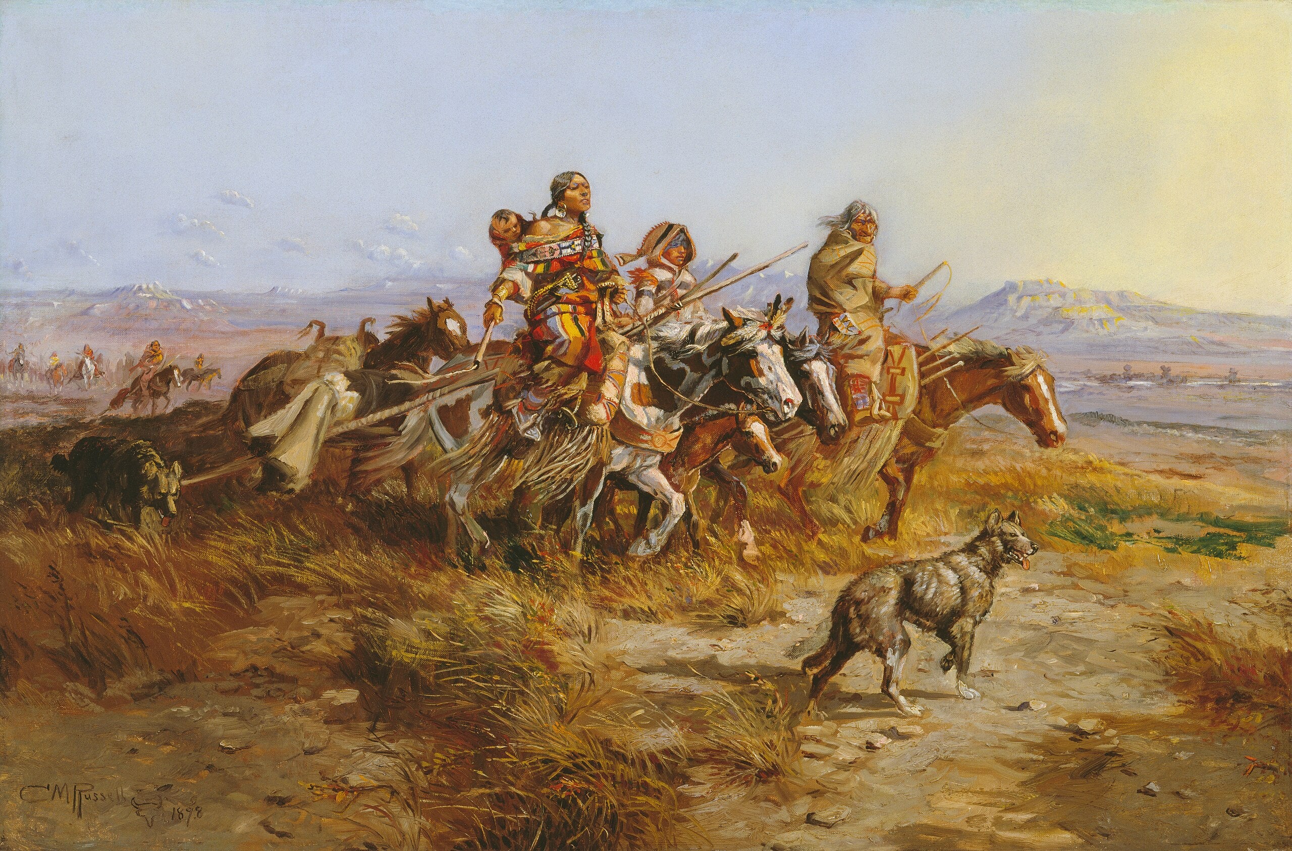 Femmes indiennes en mouvement - Charles Marion Russell
