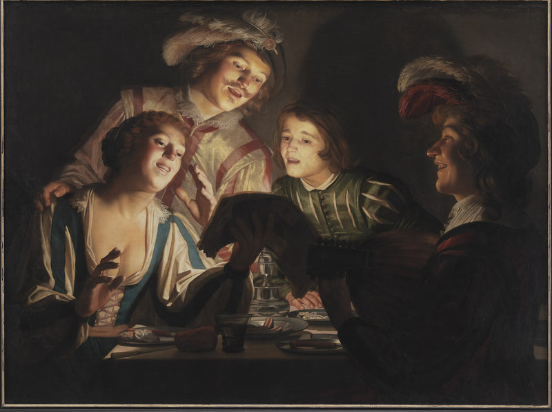 キャンドルの光の中の音楽グループ - Gerrit van Honthorst
