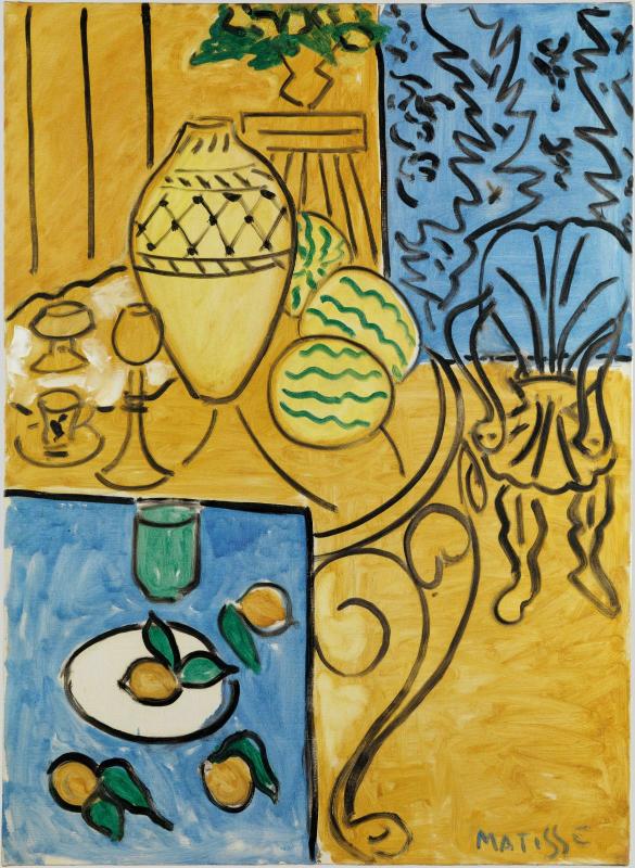 Reproduction du tableau « Intérieur jaune et bleu - Henri Matisse » par Alpha Reproduction en peinture à l’huile
