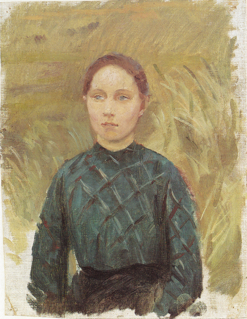 Jeune femme en robe verte, assise dans les dunes - Anna Ancher