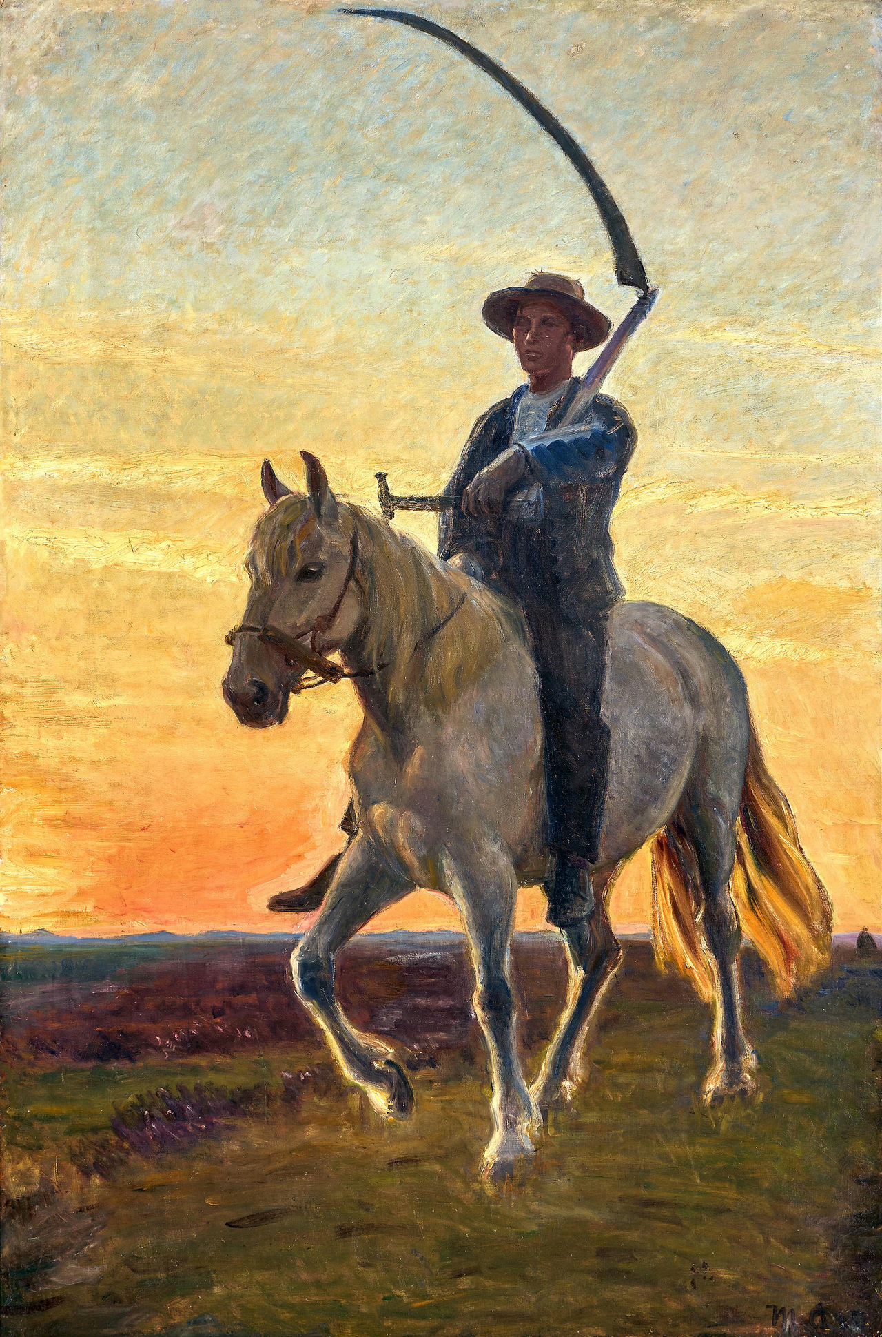 Jeune moissonneur rentrant des champs à cheval. - Michael Peter Ancher