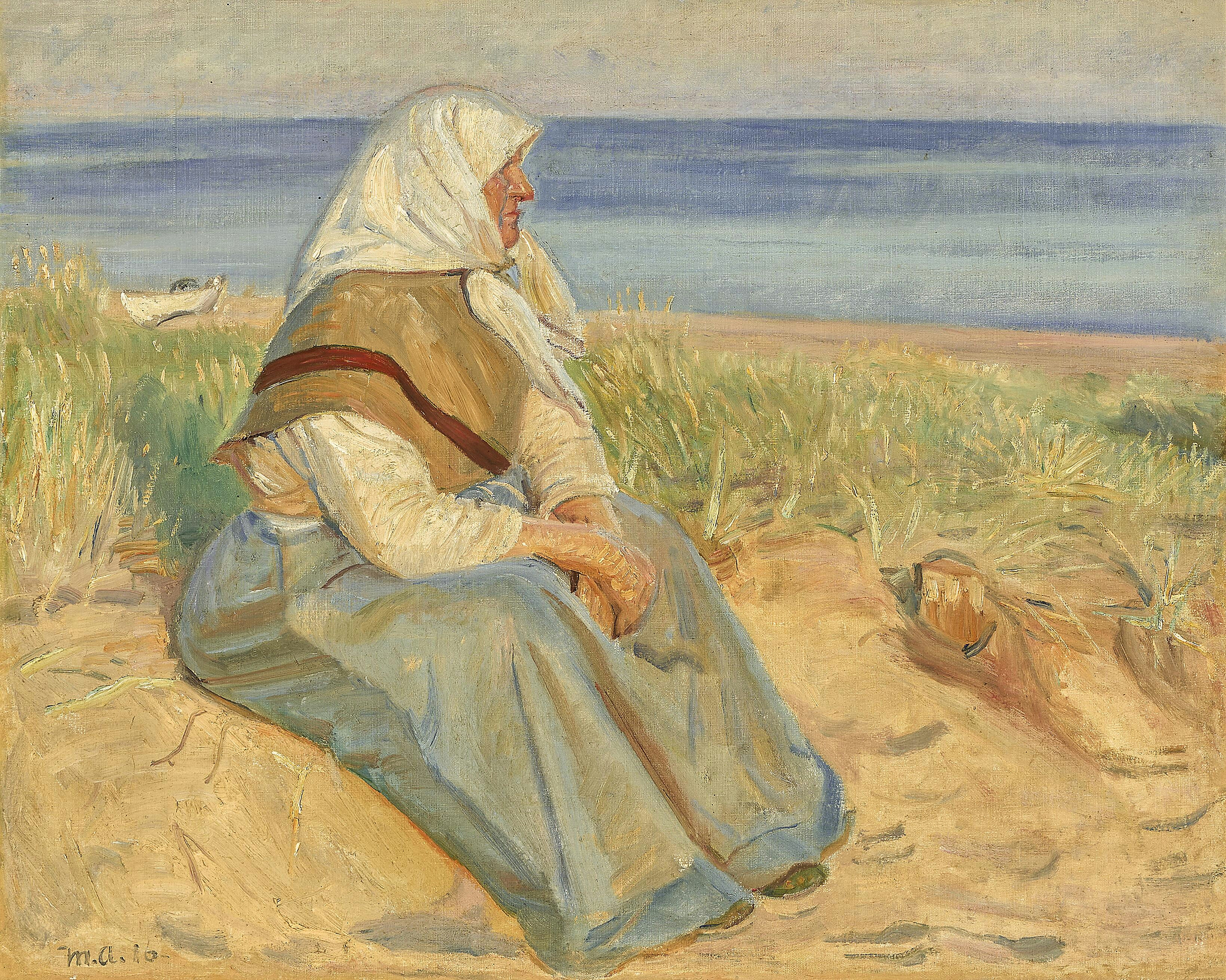 La femme d'un pêcheur assise dans les dunes de Skagen. - Michael Peter Ancher