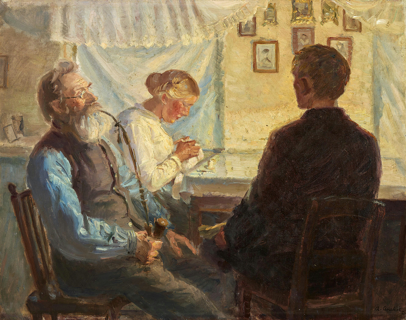 La visite du prétendant. - Anna Ancher
