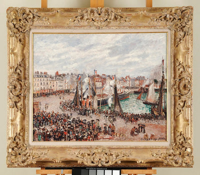 Reproduction du tableau « Le Marché aux poissons, Dieppe, temps gris, matin - Camille Pissarro » par Alpha Reproduction en peinture à l’huile