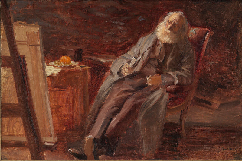 Le peintre Vilhelm Kyhn fumant sa pipe - Anna Ancher