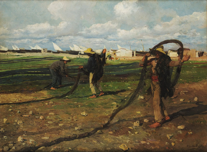 漁師たちが網を拾い上げる - ホアキン・ソローリャ