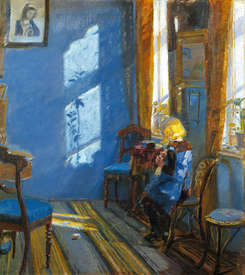 Rayonne de soleil dans la pièce bleue - Anna Ancher
