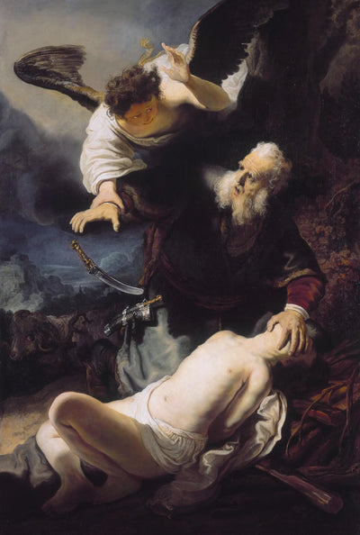 Reproduction du tableau « Le Sacrifice d’Isaac - Rembrandt » par Alpha Reproduction en peinture à l’huile