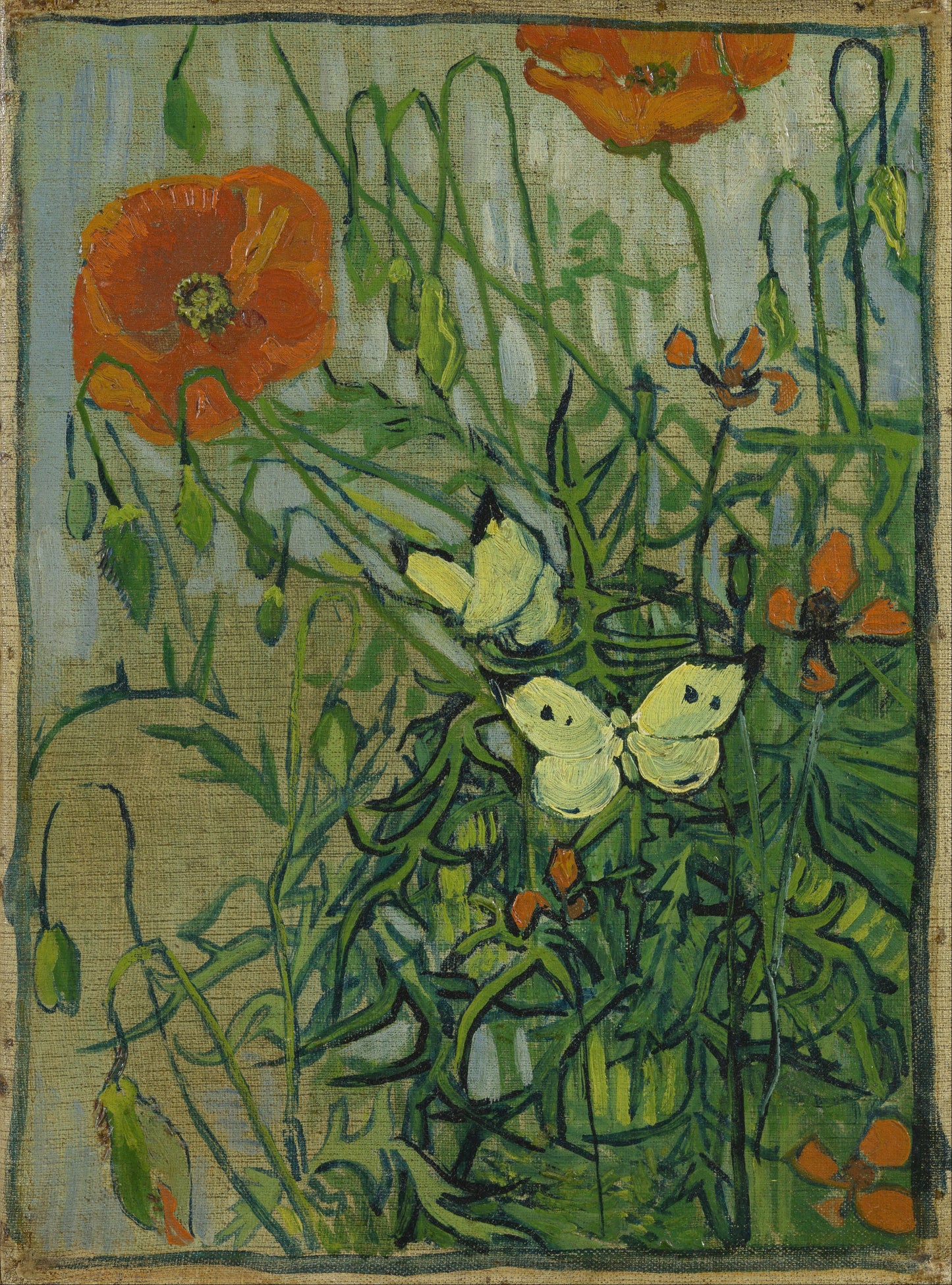 🦋 蝶とケシの花 – ヴィンセント・ヴァン・ゴッホ (1890)