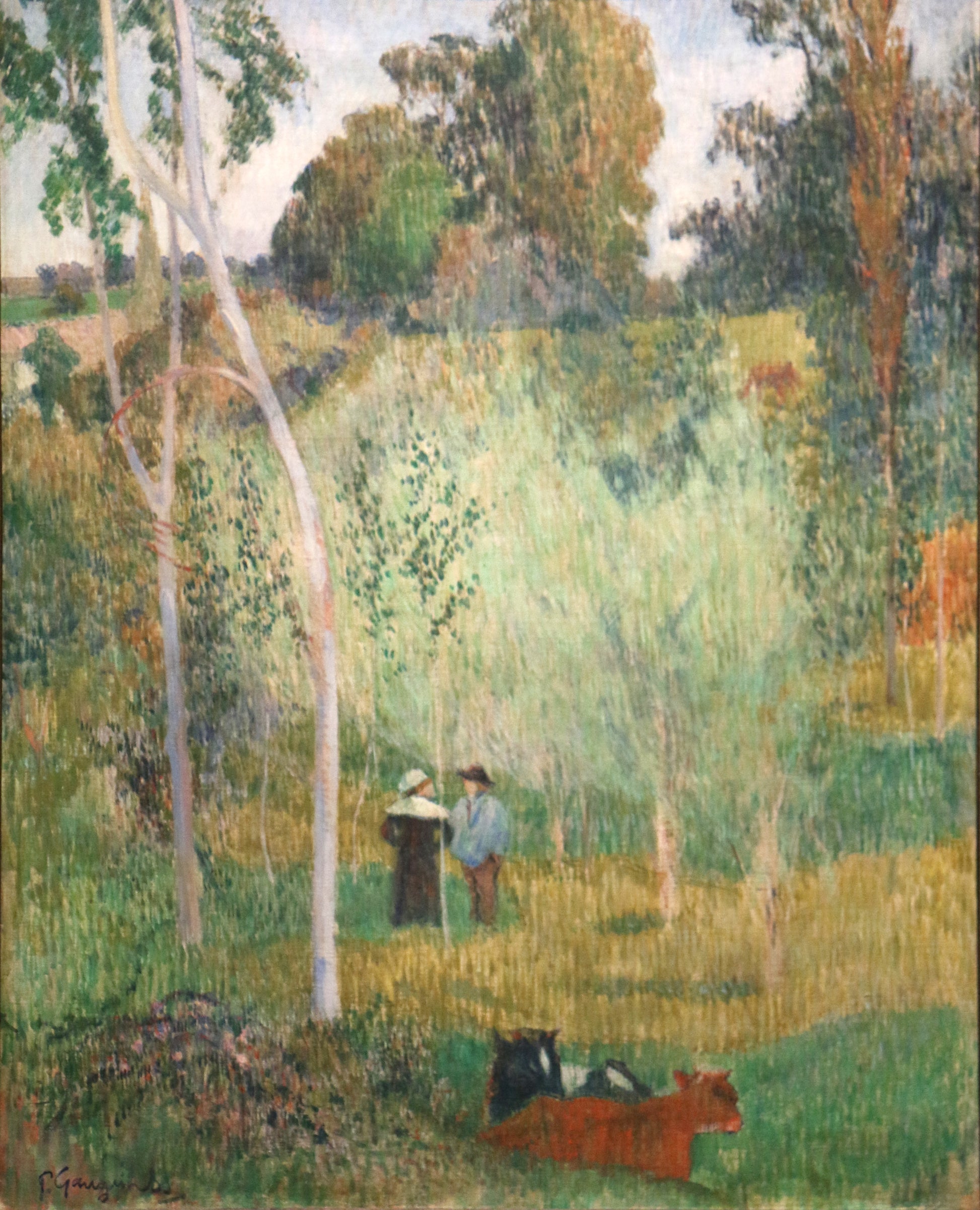 Reproduction du tableau « Conversation dans les prés, Pont-Aven - Paul Gauguin » par Alpha Reproduction en peinture à l’huile