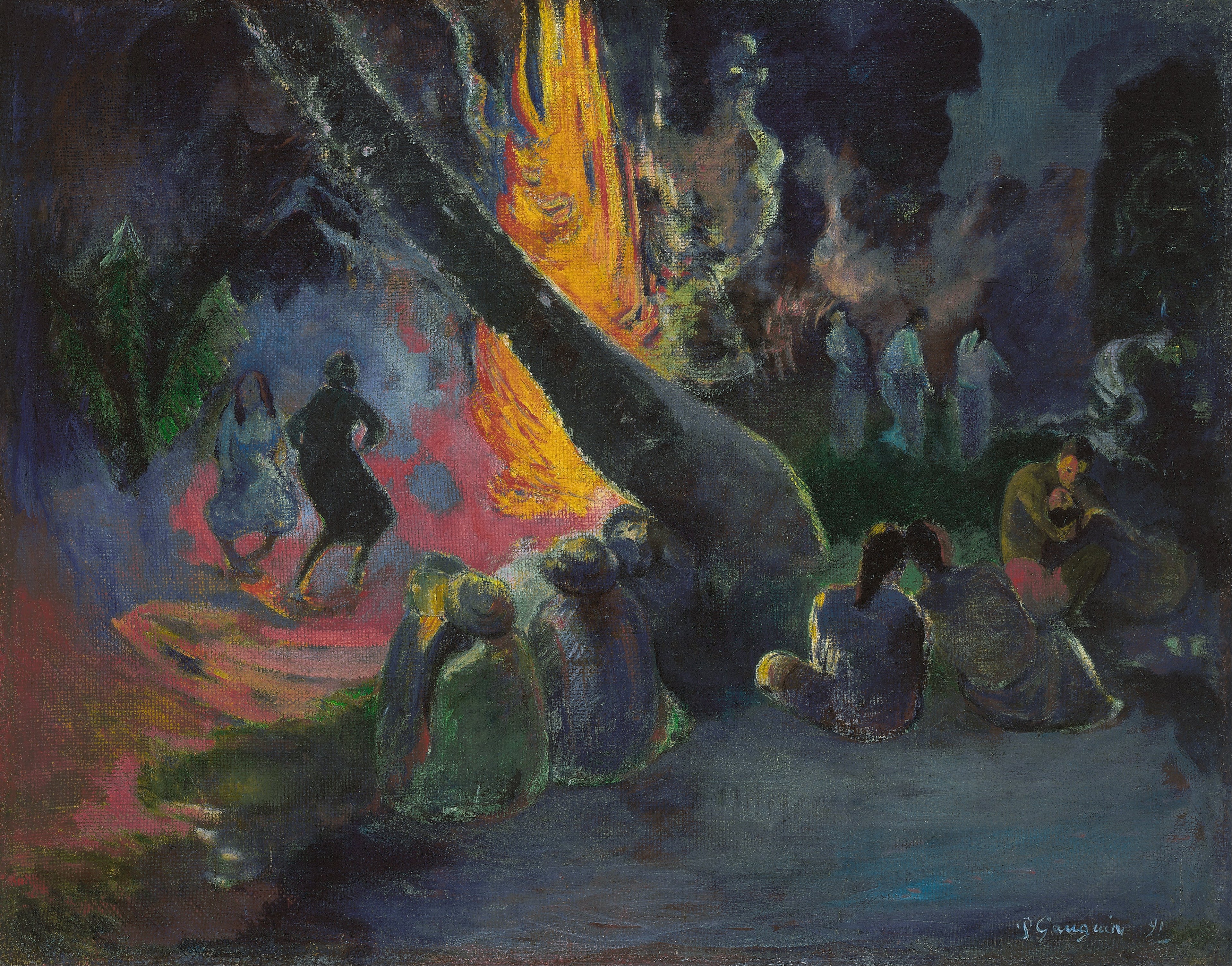 Reproduction du tableau « Upa upa, La Danse de feu - Paul Gauguin » par Alpha Reproduction en peinture à l’huile