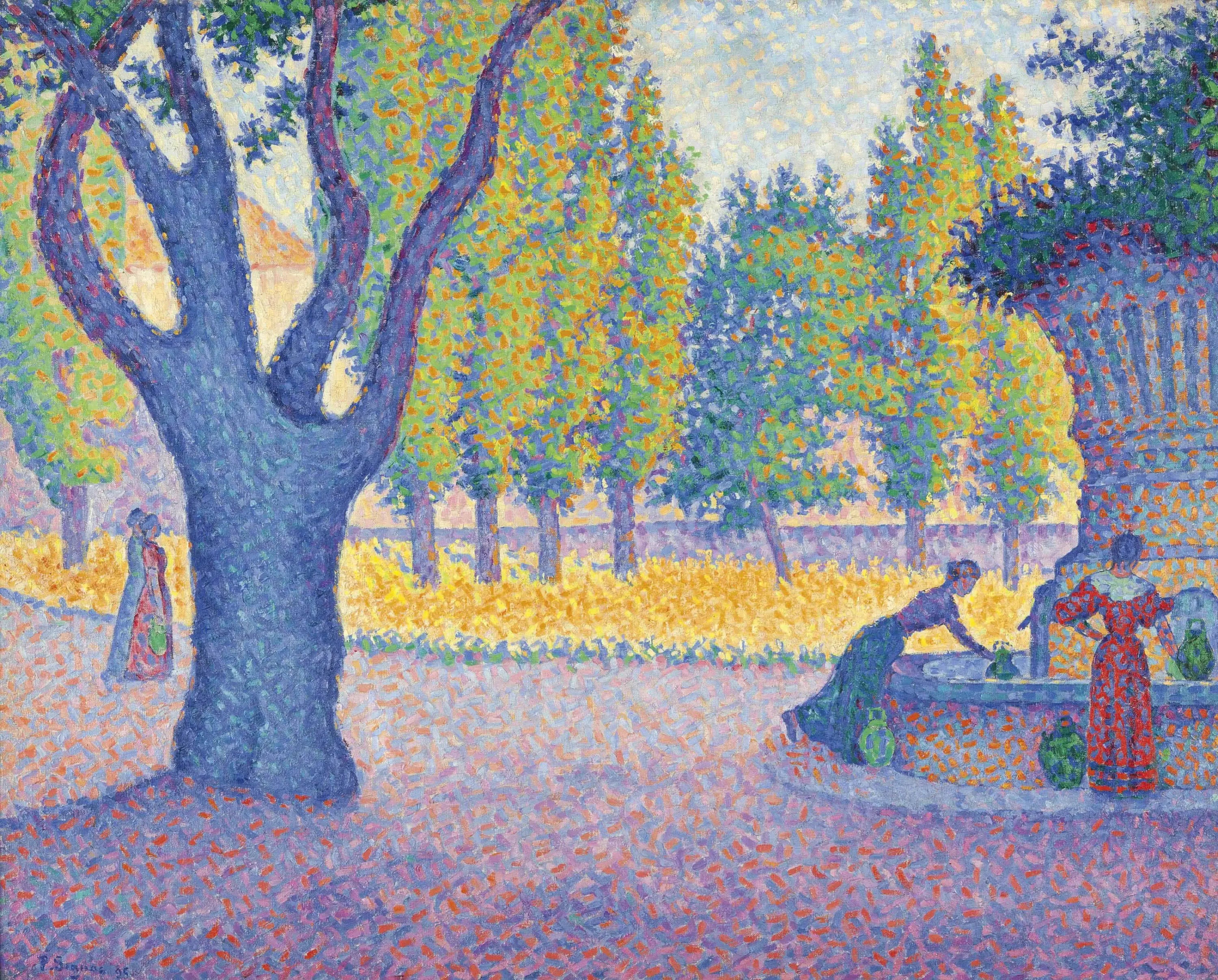 Reproduction du tableau « Saint-Tropez, fontaine des Lices - Paul Signac » par Alpha Reproduction en peinture à l’huile