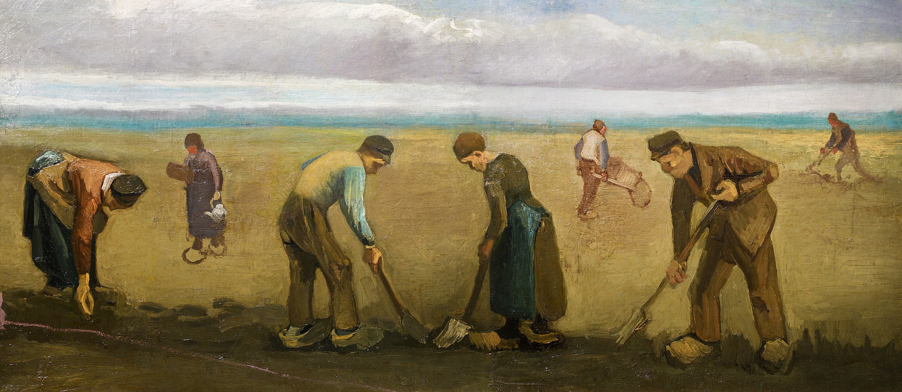 Reproduction du tableau « Paysans plantant des pommes de terre - Vincent van Gogh » par Alpha Reproduction en peinture à l’huile