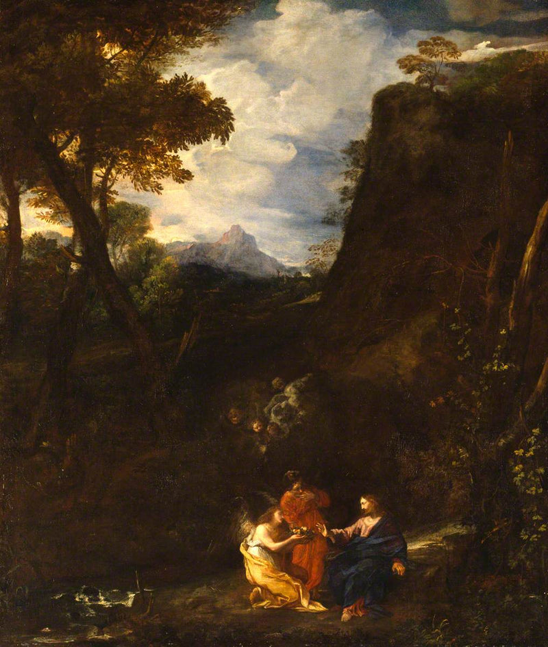Paysage avec le Christ et deux anges - Pier Francesco Mola