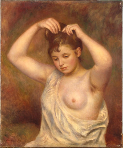 Reproduction du tableau « Femme se coiffant - Pierre-Auguste Renoir » par Alpha Reproduction en peinture à l’huile
