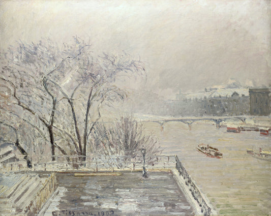 Reproduction du tableau « Le Louvre, Matin, Effet de neige (Deuxième série) - Camille Pissarro » par Alpha Reproduction en peinture à l’huile