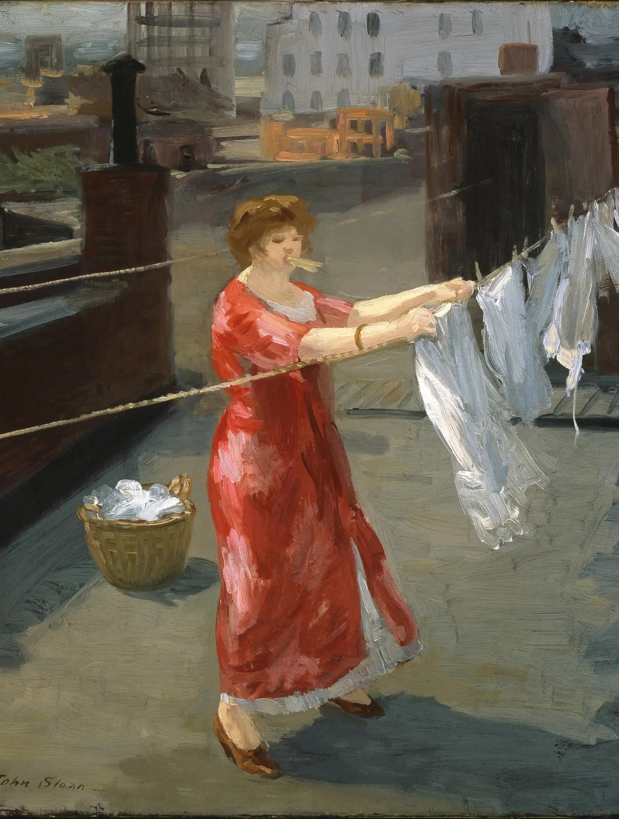 Kimono rouge sur le toit - John Sloan - Alpha Reproduction