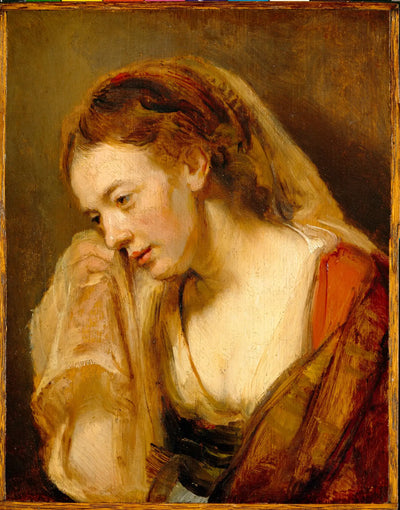 Reproduction du tableau « Une femme qui pleure - Rembrandt » par Alpha Reproduction en peinture à l’huile