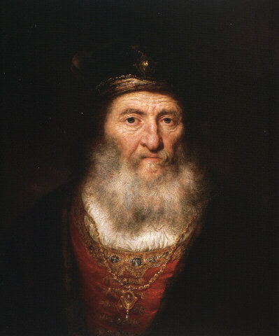 Reproduction du tableau « Vieil homme avec barbe et béret portant un médaillon - Rembrandt » par Alpha Reproduction en peinture à l’huile
