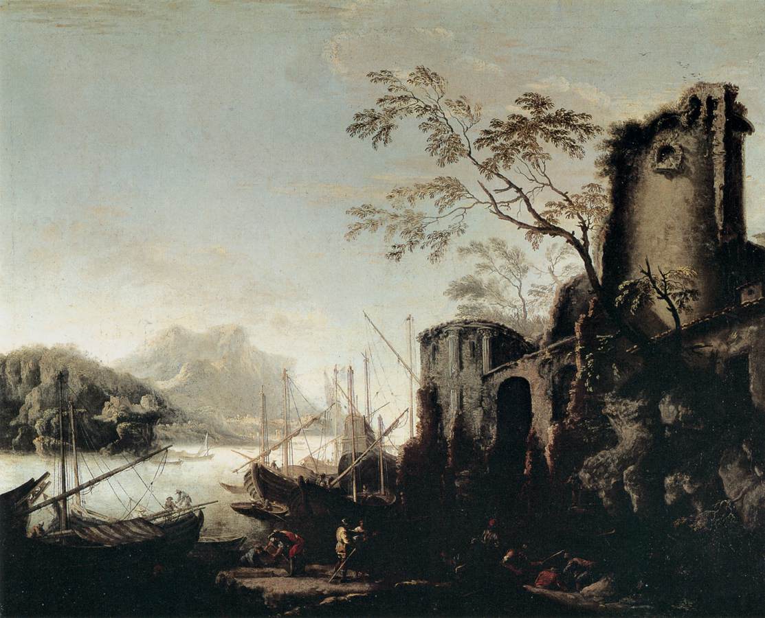 Paysage maritime avec visites - Salvator Rosa