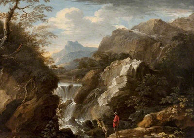 Un paysage montagneux avec une cascade - Salvator Rosa